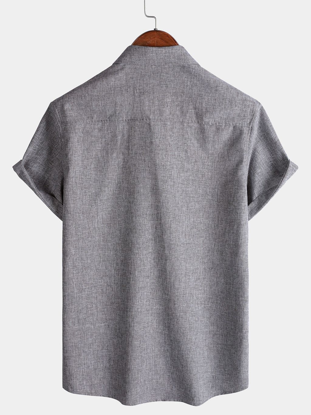 Chemise Homme Unie Boutonnée Décontractée Manches Courtes