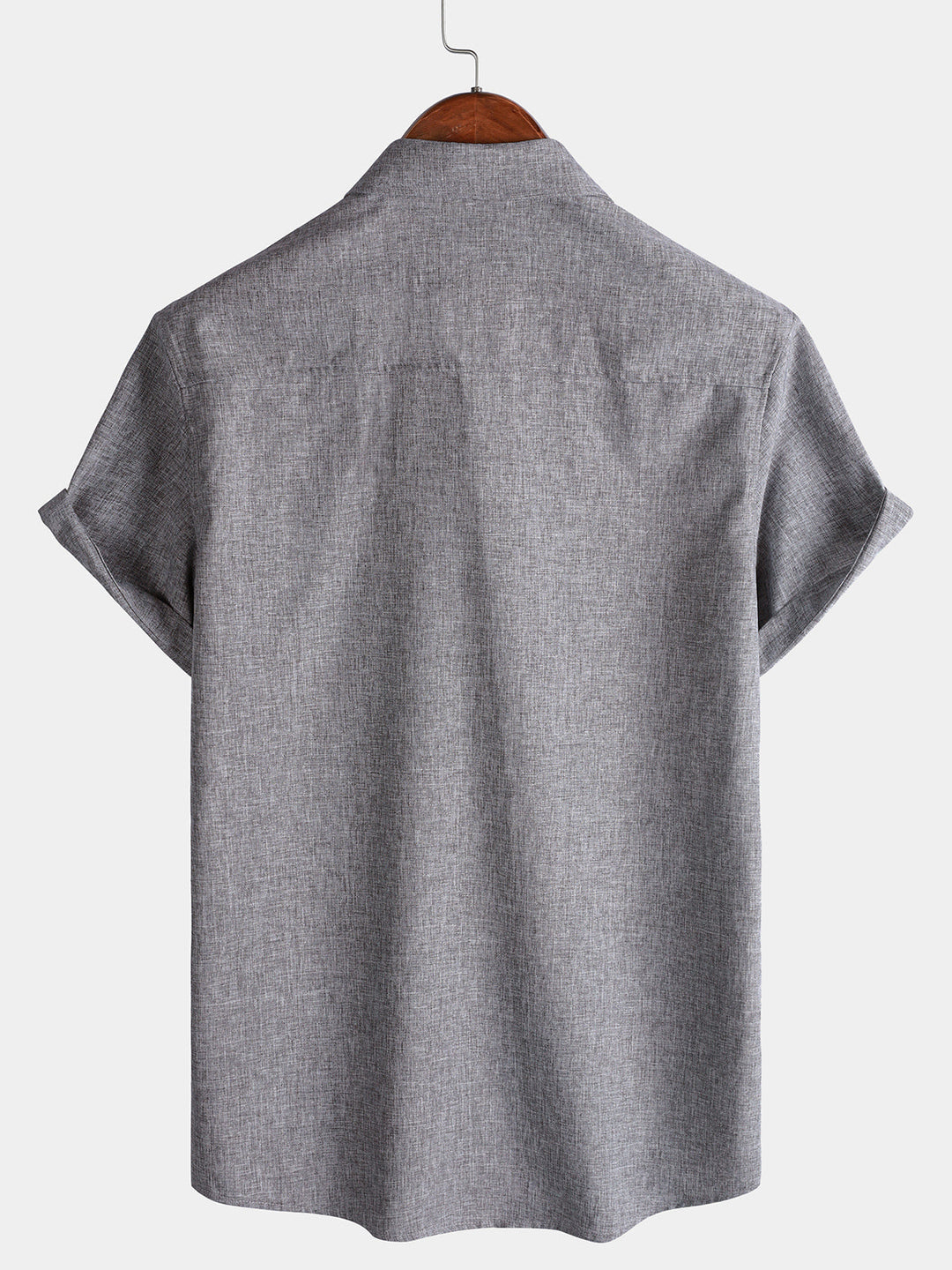 Chemise Homme Unie Boutonnée Décontractée Manches Courtes