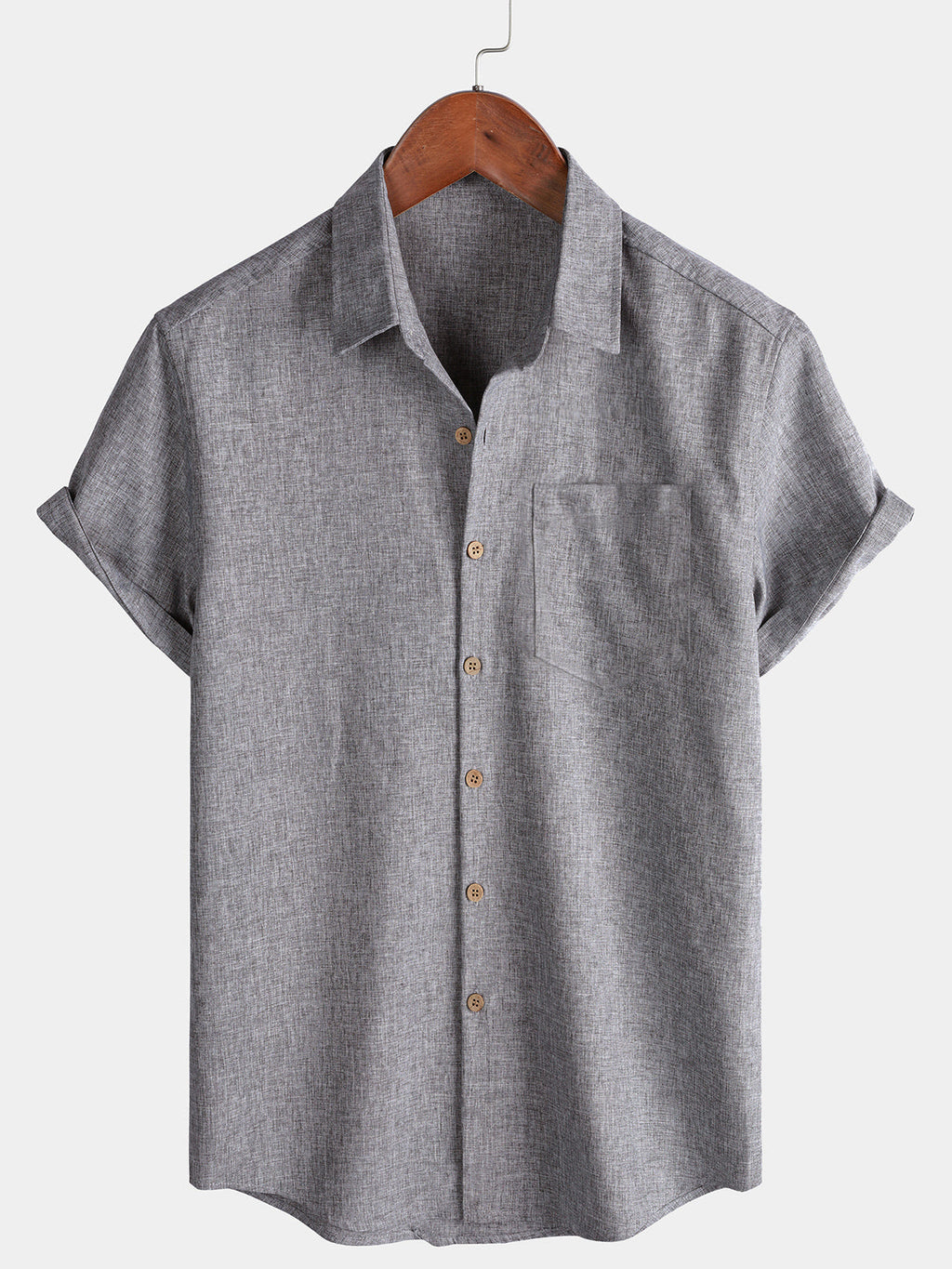 Chemise Homme Unie Boutonnée Décontractée Manches Courtes