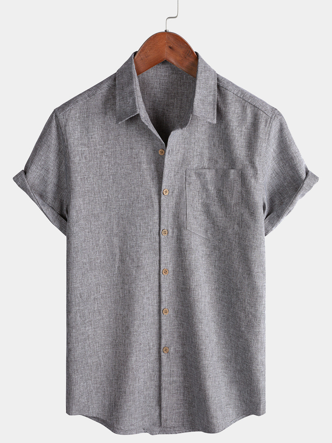 Chemise Homme Unie Boutonnée Décontractée Manches Courtes
