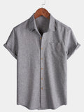 Chemise Homme Unie Boutonnée Décontractée Manches Courtes