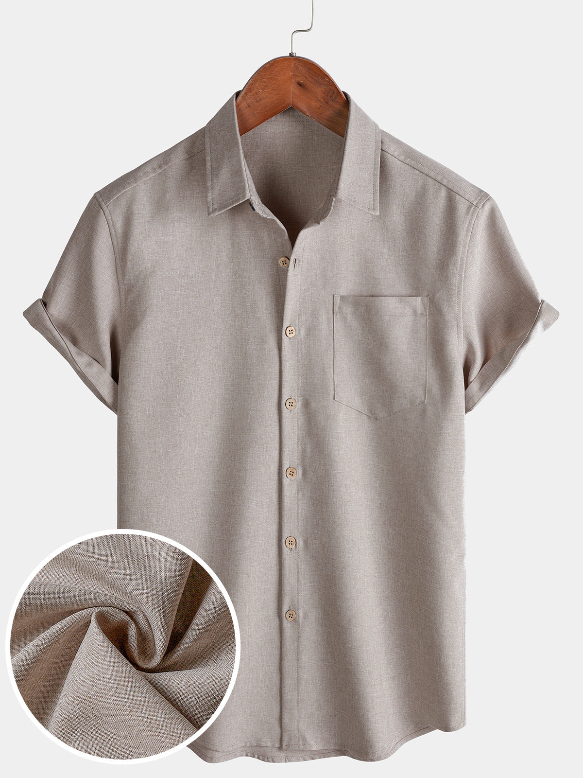 Chemise Homme Unie Boutonnée Décontractée Manches Courtes