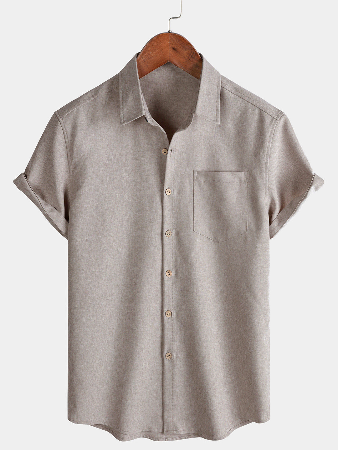 Chemise Homme Unie Boutonnée Décontractée Manches Courtes