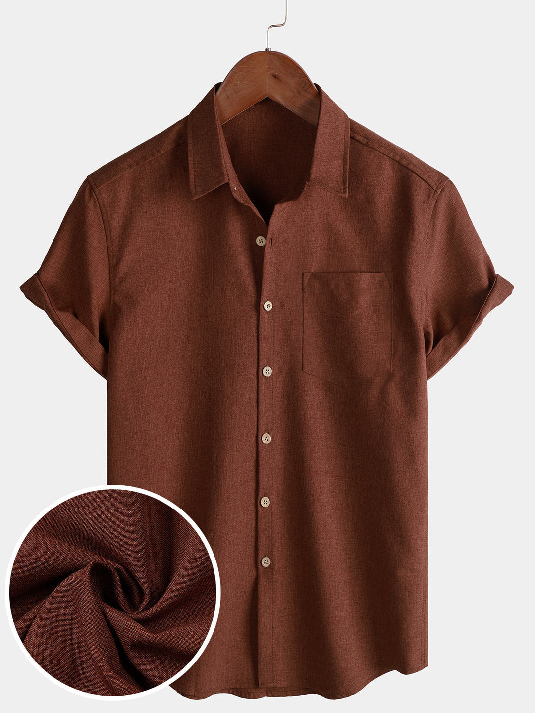 Chemise Homme Unie Boutonnée Décontractée Manches Courtes