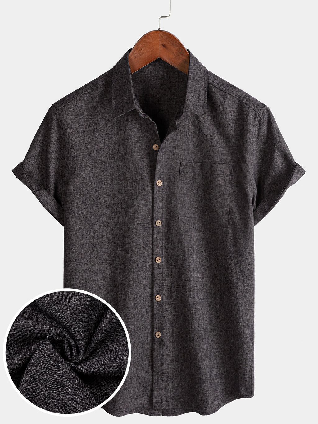 Chemise Homme Unie Boutonnée Décontractée Manches Courtes