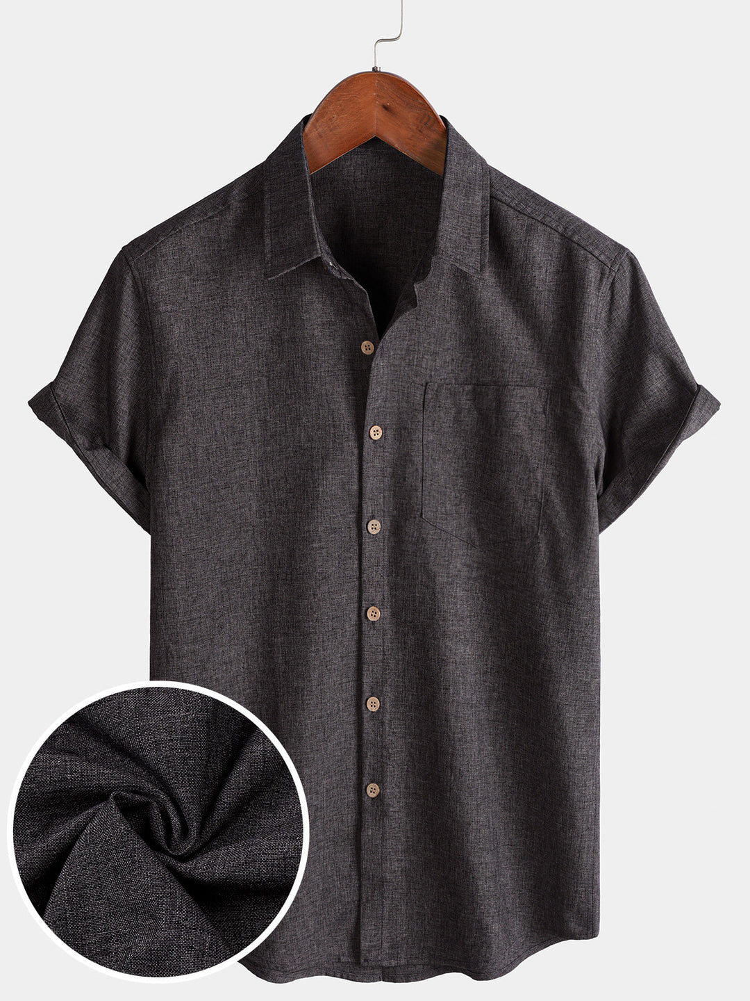 Chemise Homme Unie Boutonnée Décontractée Manches Courtes