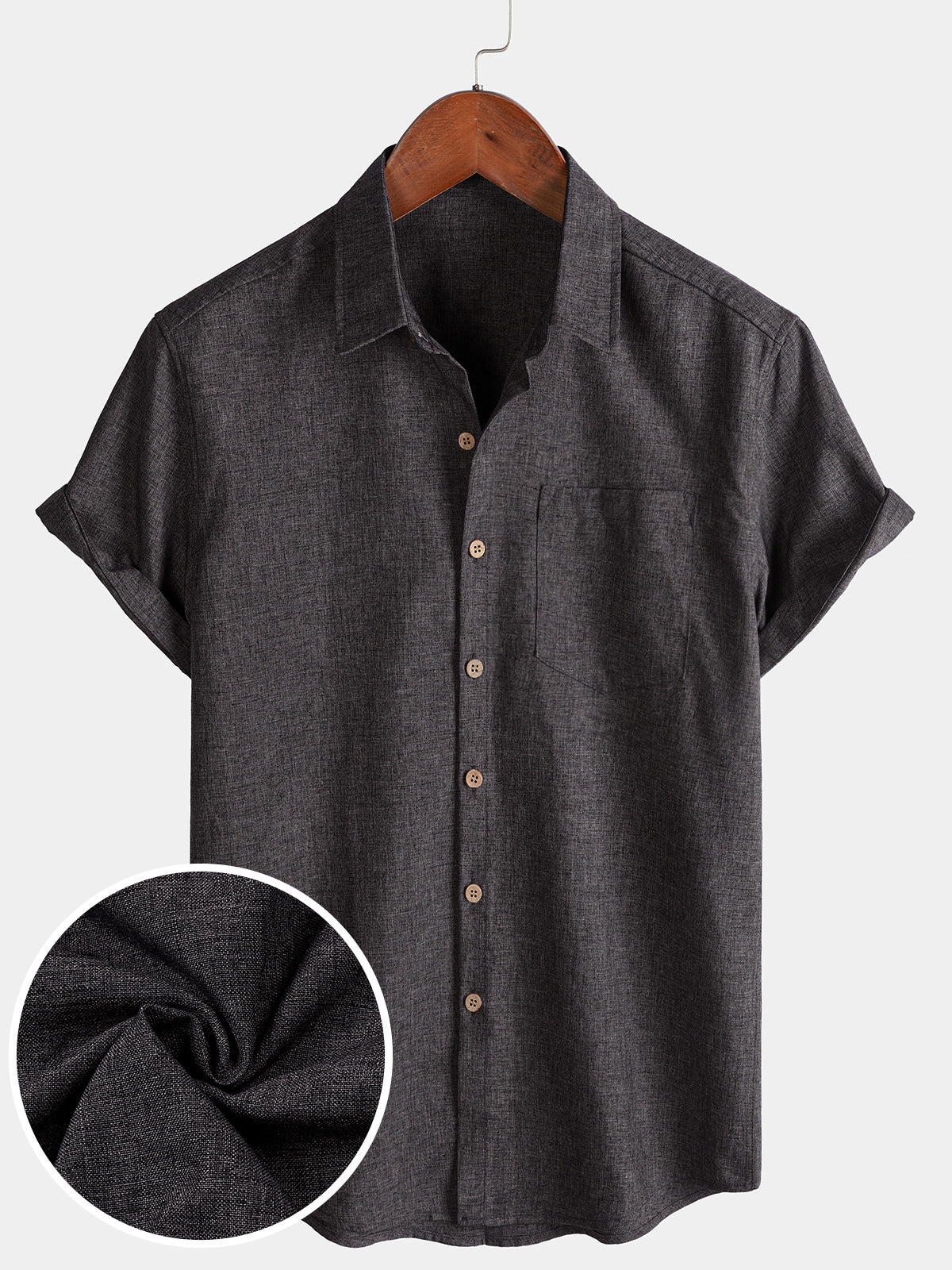 Chemise Homme Unie Boutonnée Décontractée Manches Courtes