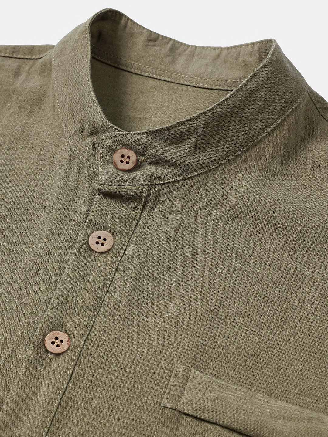 Chemise Homme Unie Col Mao Patte Courte Manches Courtes
