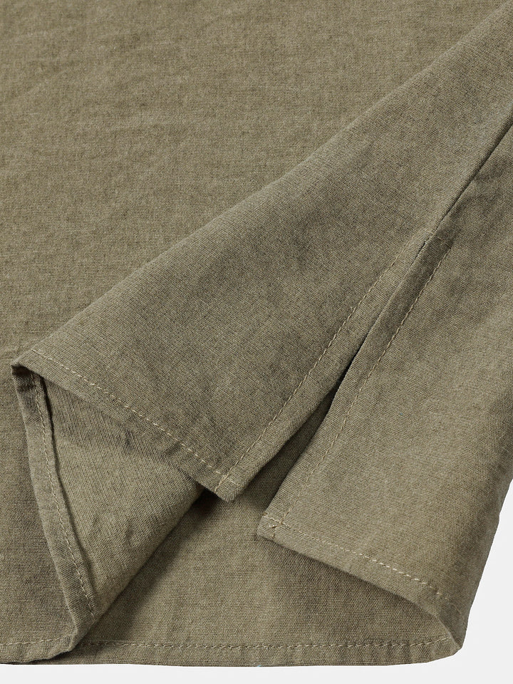 Chemise Homme Unie Col Mao Patte Courte Manches Courtes