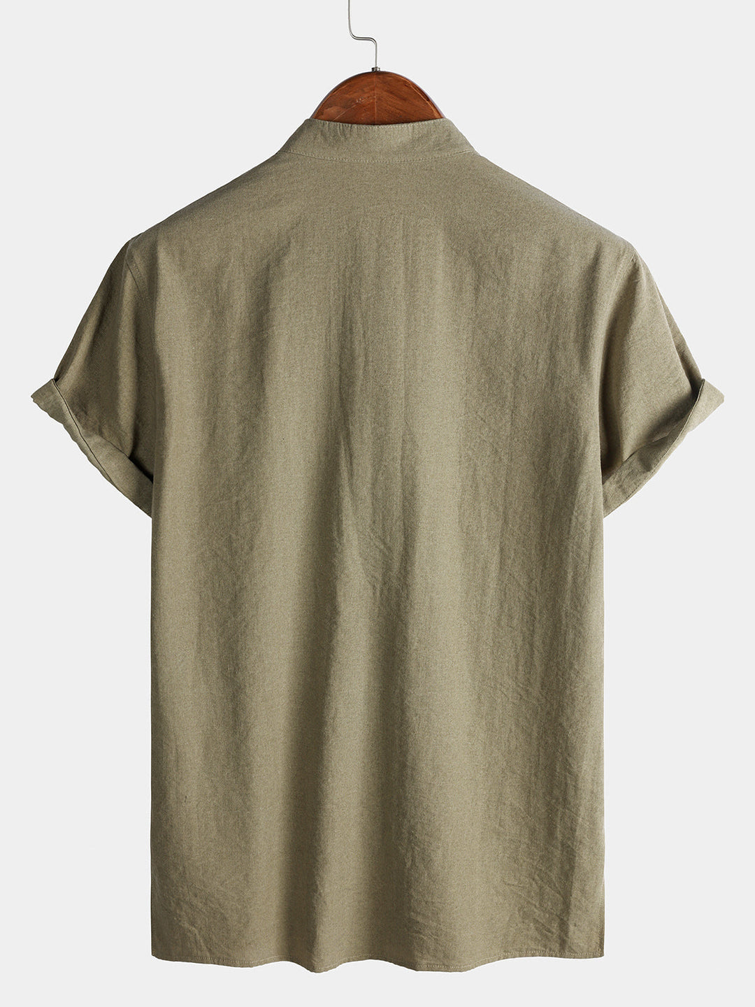 Chemise Homme Unie Col Mao Patte Courte Manches Courtes