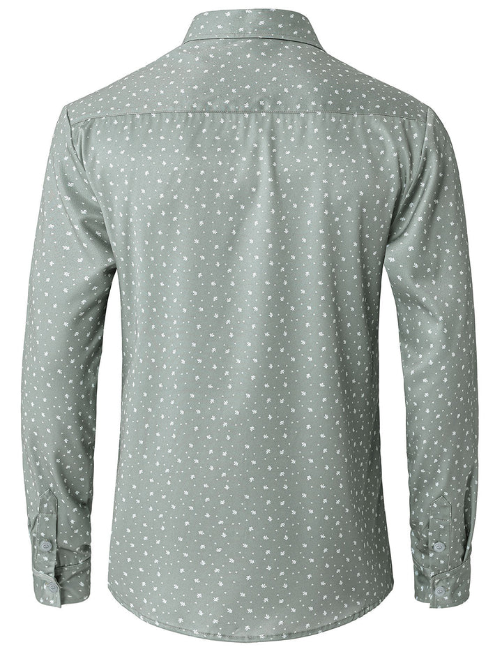 Chemise à manches longues verte décontractée à imprimé pour homme