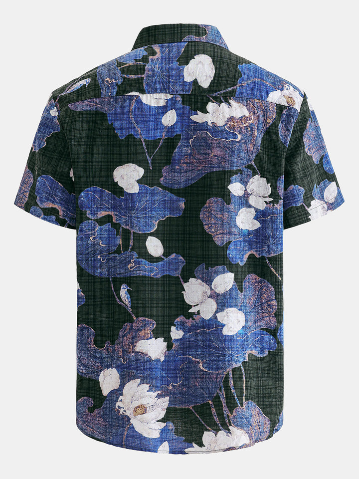 Chemise hawaïenne respirante à manches courtes et imprimé floral pour homme