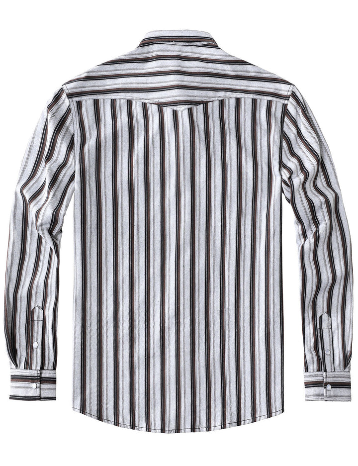 Chemise en jean décontractée à rayures blanches style western avec boutons-pression nacrés pour homme