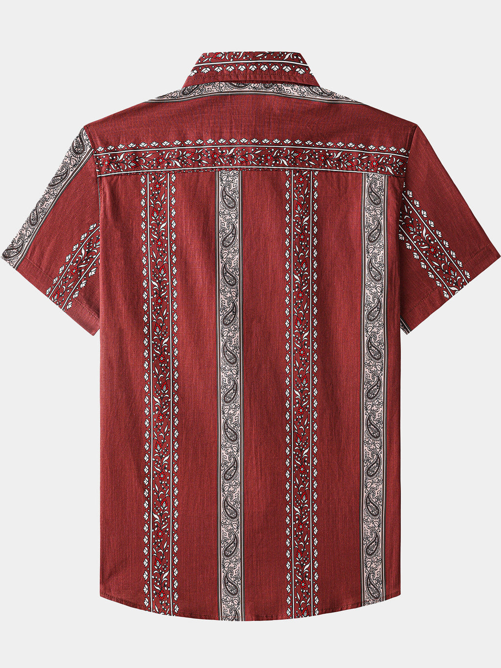 Chemise Hawaïenne Homme Rétro Motif Paisley Rayé Coton Vacances