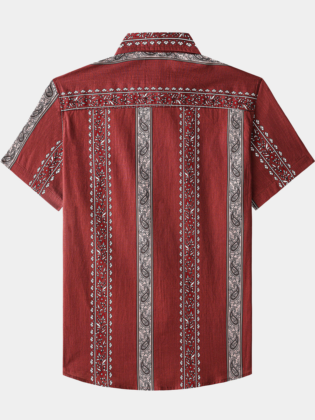 Chemise Hawaïenne Homme Rétro Motif Paisley Rayé Coton Vacances