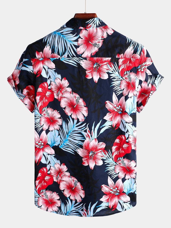 Chemise en coton hawaïen tropical à fleurs