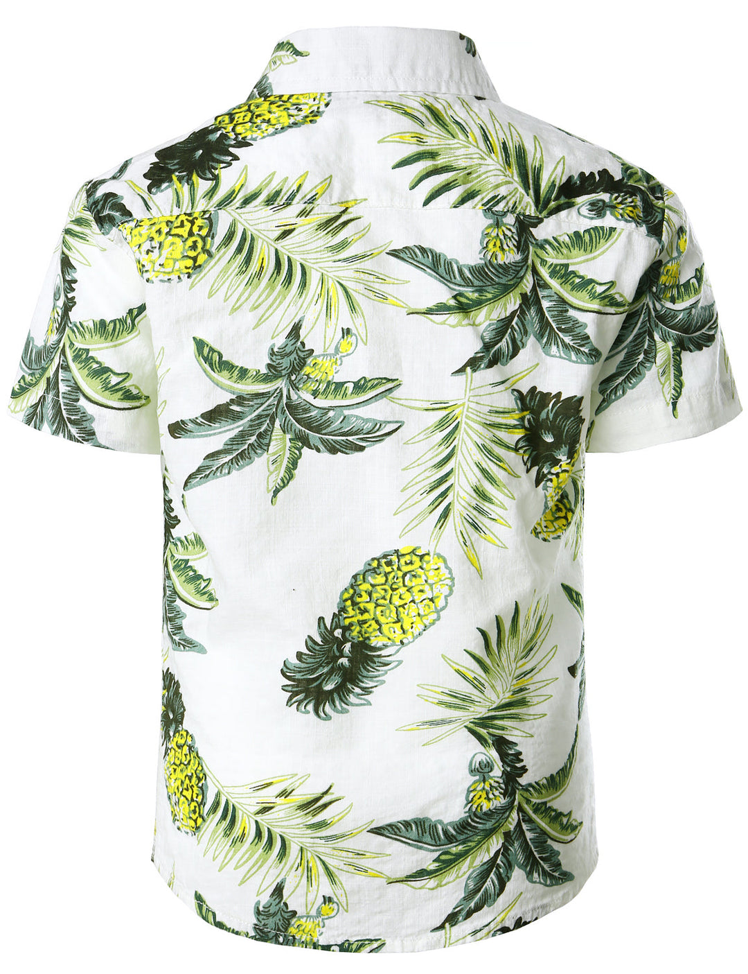 Chemise blanche à manches courtes pour enfants, motif ananas, motif tropical, vacances, plage, Aloha