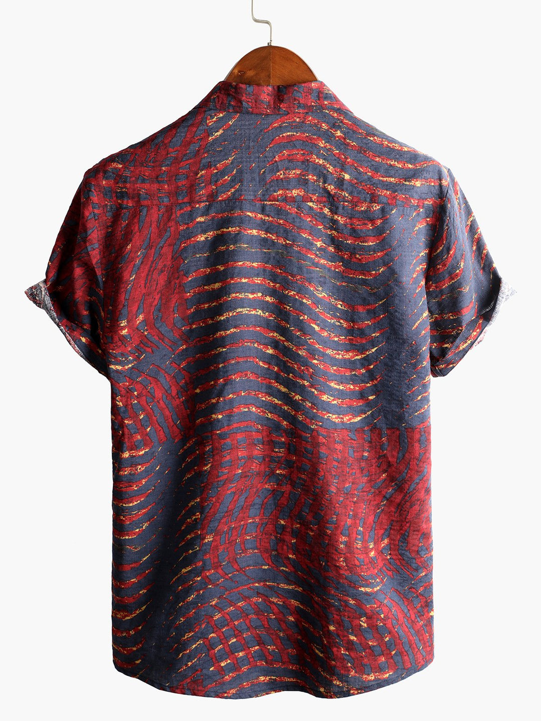 Chemise imprimée rayée à manches courtes pour hommes