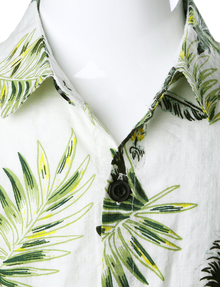 Chemise blanche à manches courtes pour enfants, motif ananas, motif tropical, vacances, plage, Aloha