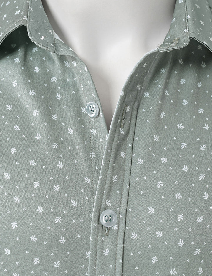 Chemise à manches longues verte décontractée à imprimé pour homme