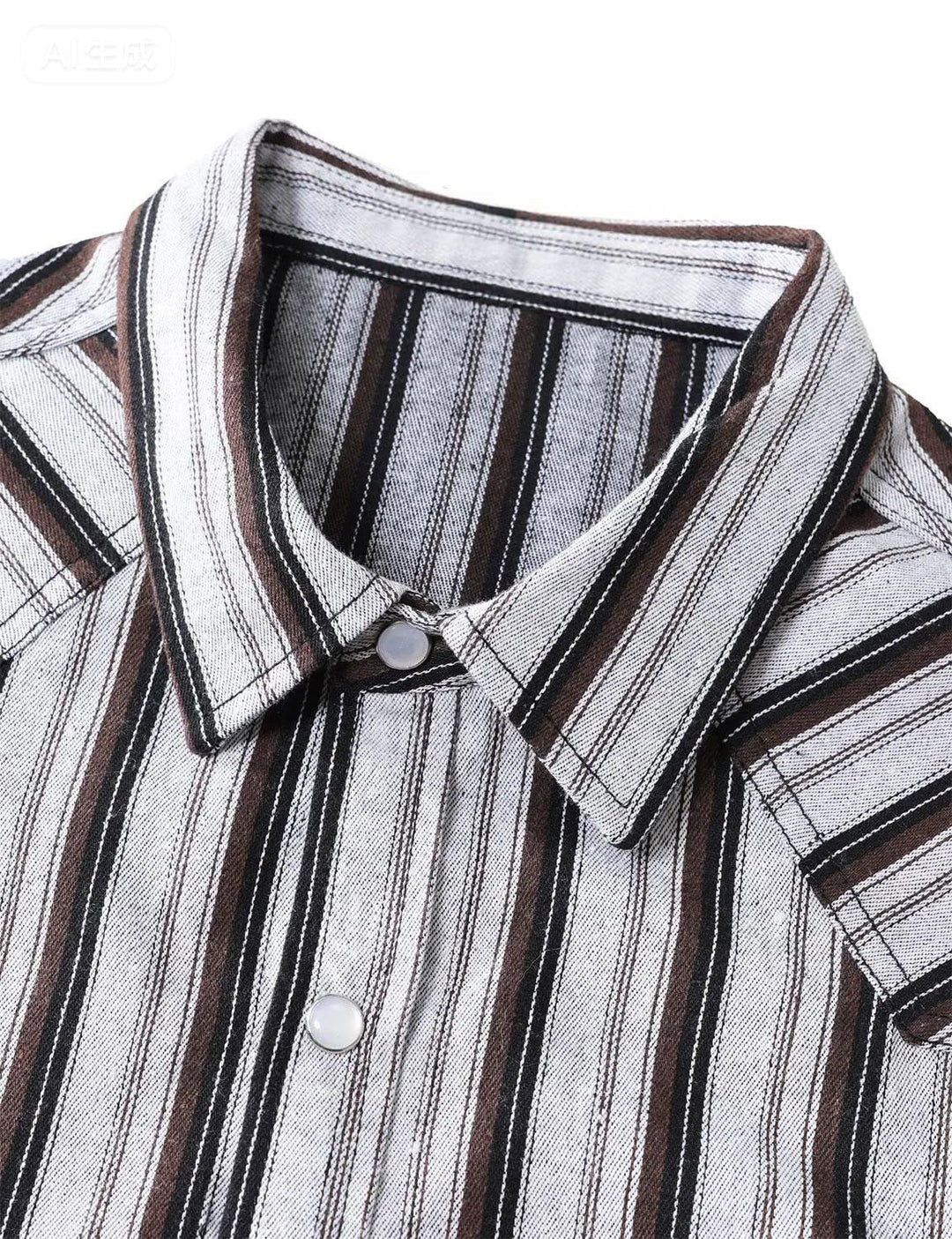 Chemise en jean décontractée à rayures blanches style western avec boutons-pression nacrés pour homme
