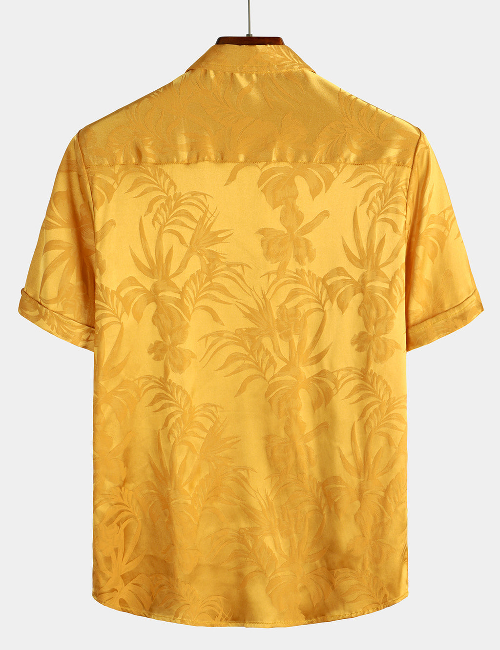 Chemise de Plage Florale à Manches Courtes avec Boutons pour Homme, Jacquard d'Été