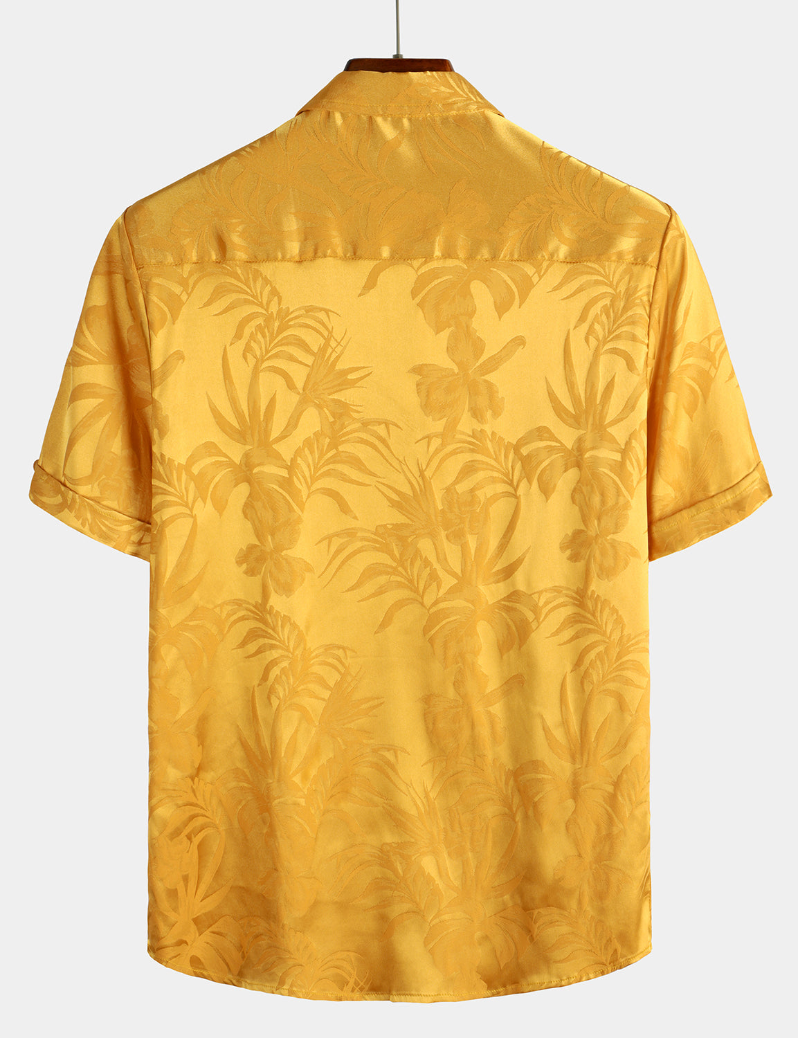 Chemise de Plage Florale à Manches Courtes avec Boutons pour Homme, Jacquard d'Été