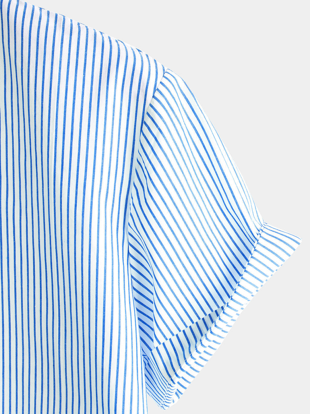 Chemise pour Homme à Col Haut en Couleur Unie et Manches Courtes à Rayures Verticales Classiques