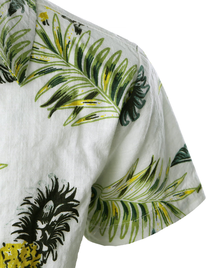 Chemise blanche à manches courtes pour enfants, motif ananas, motif tropical, vacances, plage, Aloha