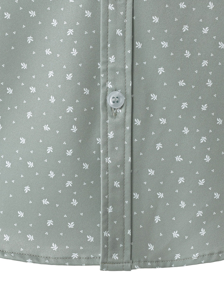 Chemise à manches longues verte décontractée à imprimé pour homme