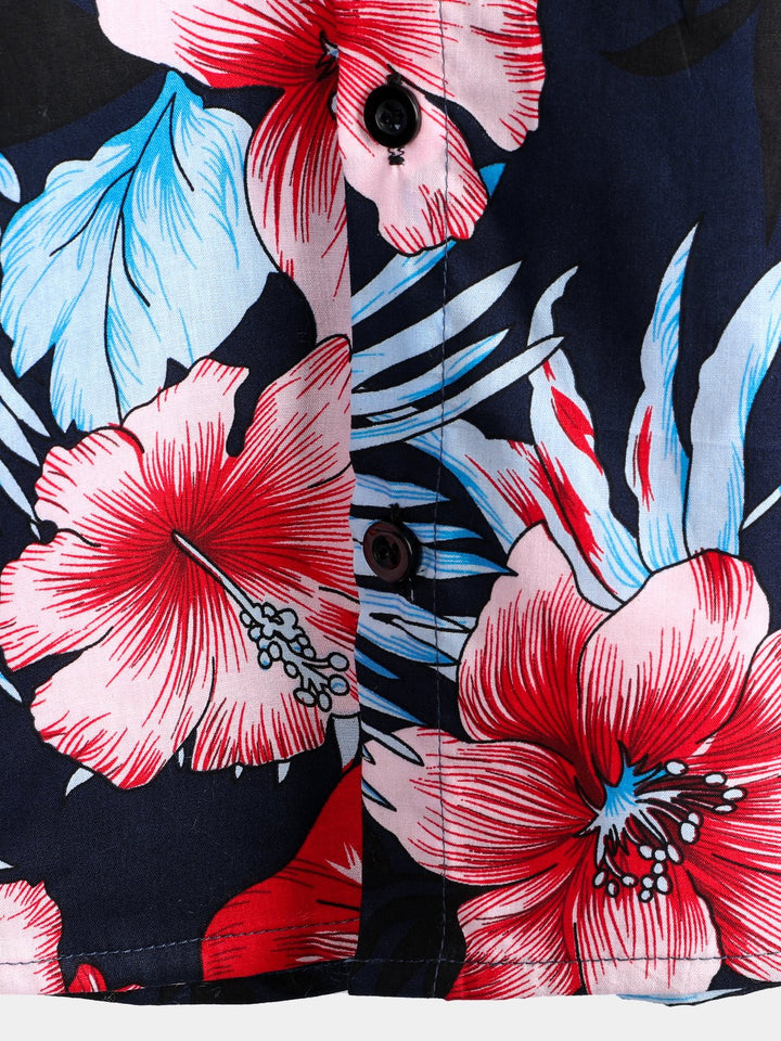 Chemise en coton hawaïen tropical à fleurs