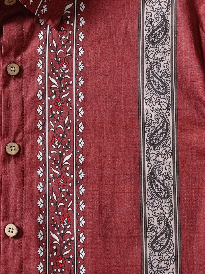 Chemise Hawaïenne Homme Rétro Motif Paisley Rayé Coton Vacances