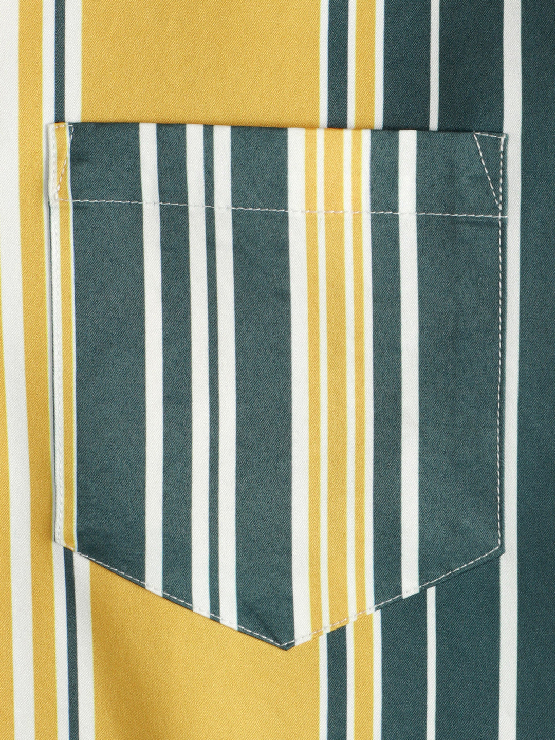Chemise décontractée à manches courtes pour hommes, boutonnée, rétro, jaune et vert, avec poche à rayures verticales