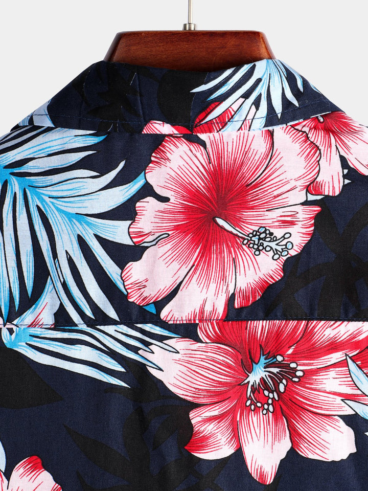 Chemise en coton hawaïen tropical à fleurs