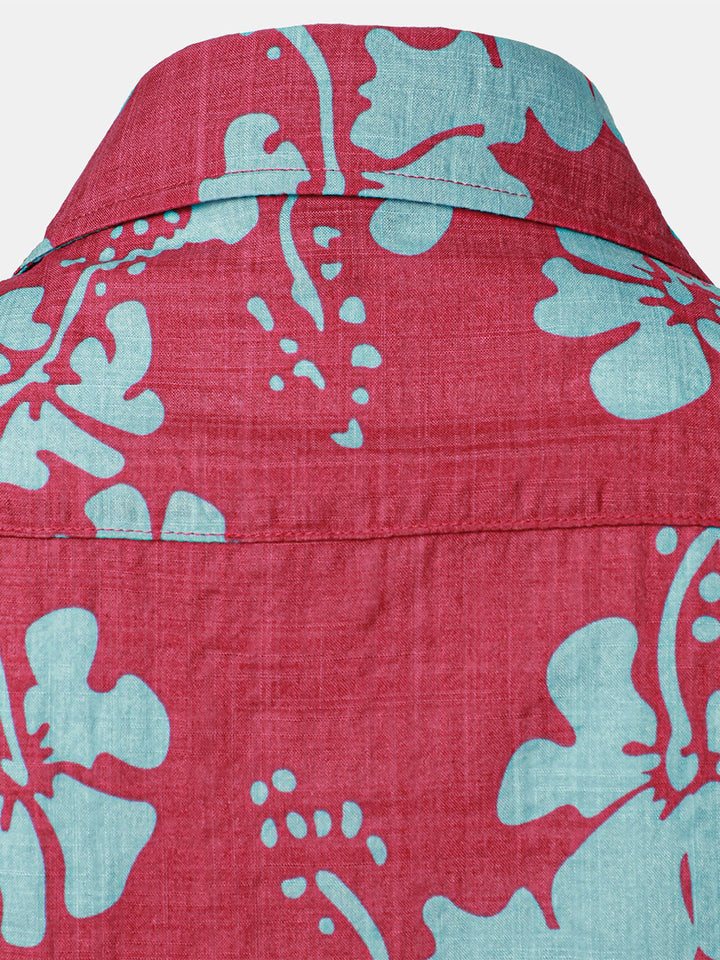 Chemisier à imprimé floral pour femme Chemise hawaïenne à manches courtes en coton pour l&