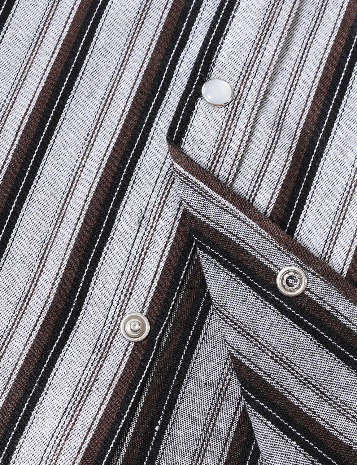 Chemise en jean décontractée à rayures blanches style western avec boutons-pression nacrés pour homme