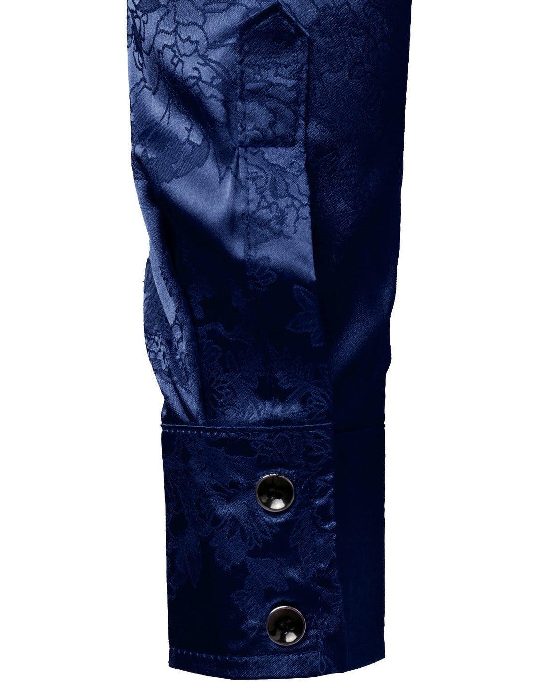 Chemise boutonnée à manches longues en satin brillant et jacquard floral bleu pour homme