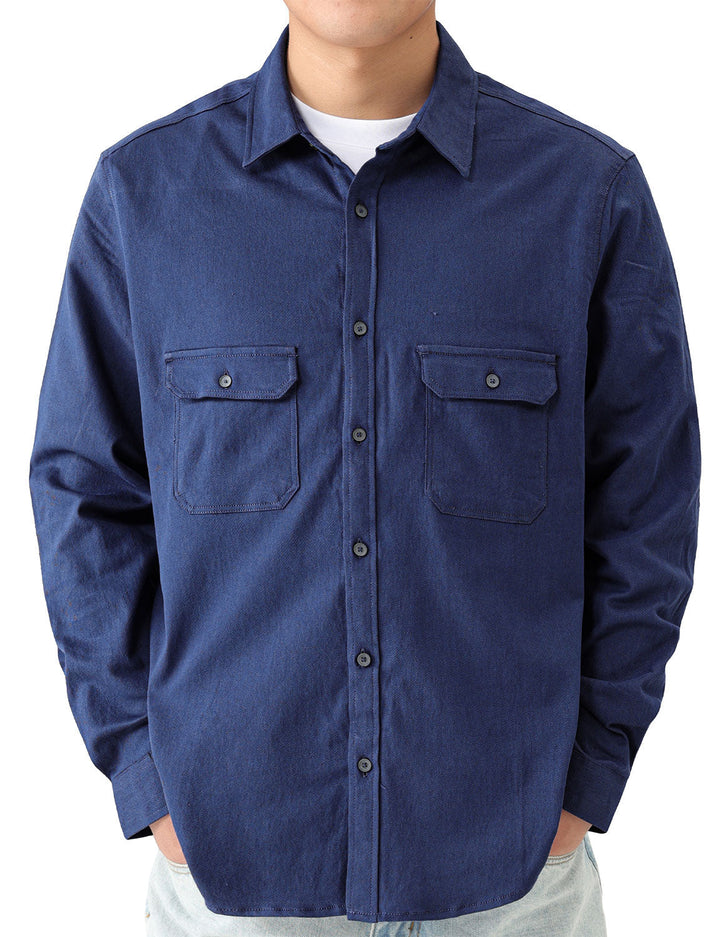 Chemise boutonnée à manches longues en jean pour homme