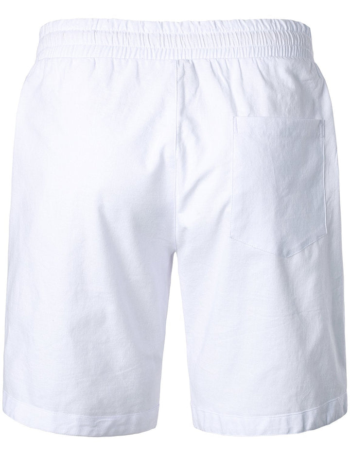 Short décontracté en coton et lin respirant de couleur unie pour hommes