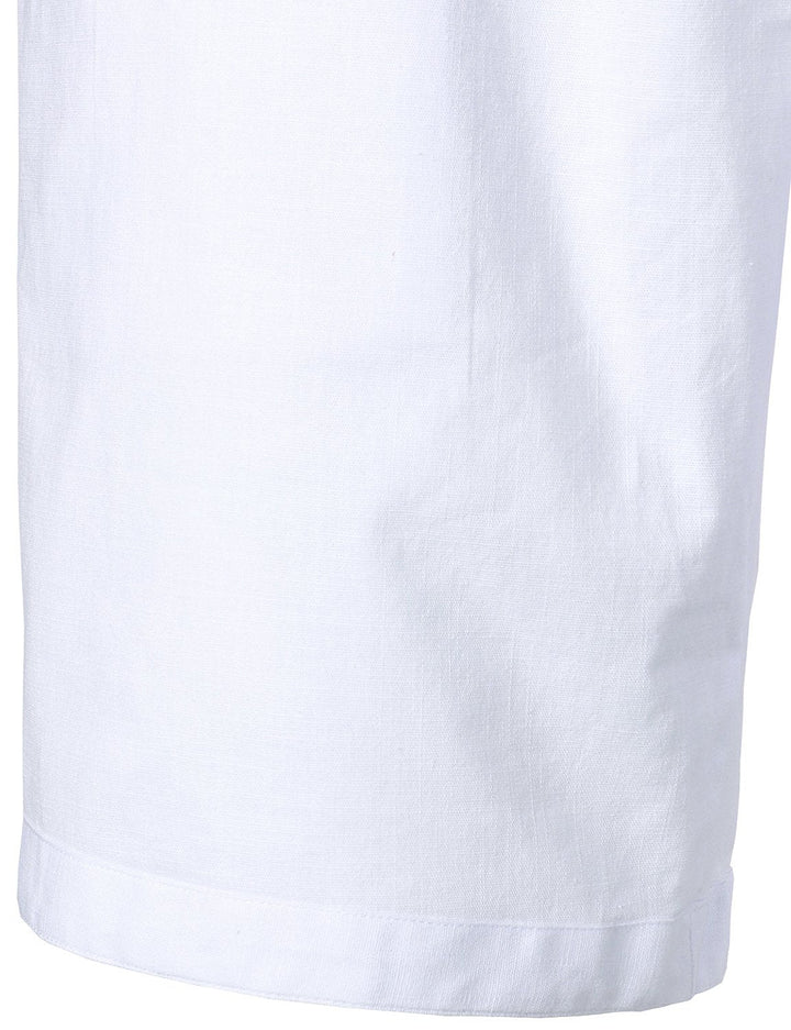 Short décontracté en coton et lin respirant de couleur unie pour hommes