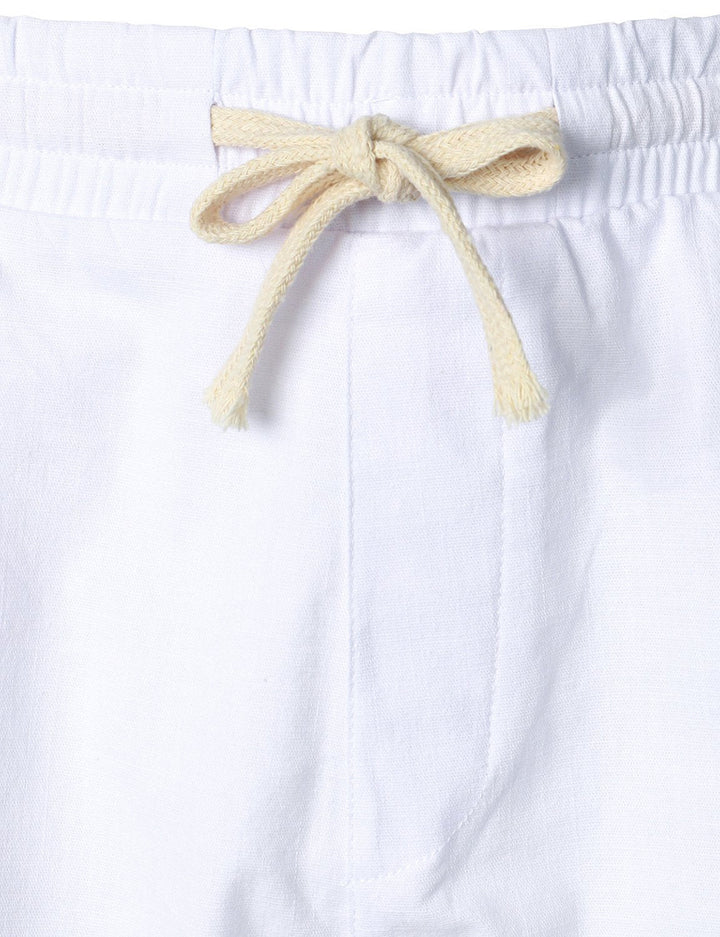 Short décontracté en coton et lin respirant de couleur unie pour hommes