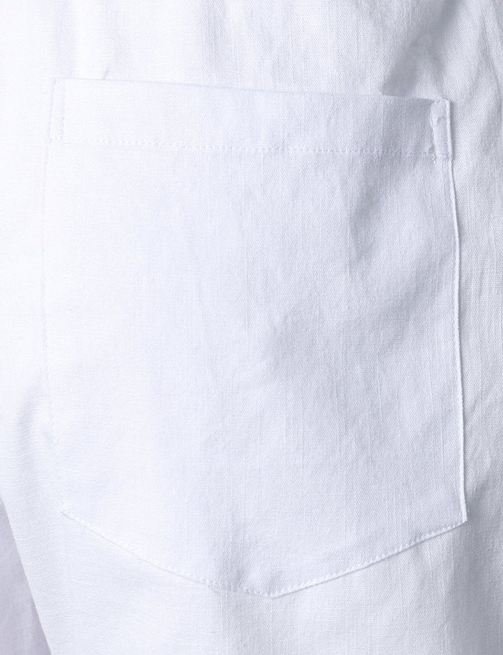 Short décontracté en coton et lin respirant de couleur unie pour hommes