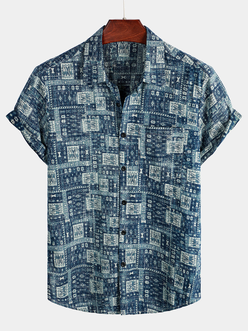 Chemise à Manches Courtes Rétro Casual pour Homme