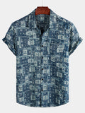 Chemise à Manches Courtes Rétro Casual pour Homme