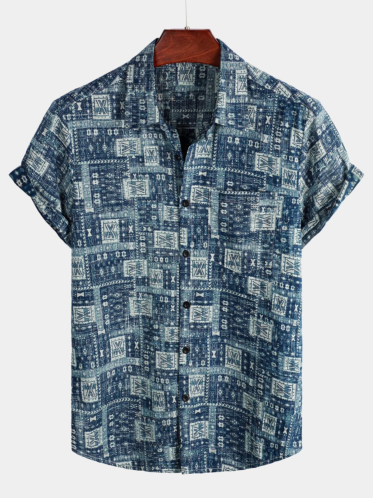 Chemise à Manches Courtes Rétro Casual pour Homme