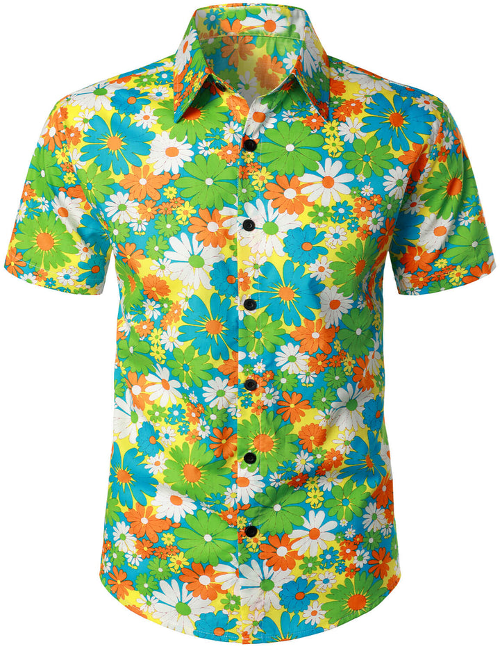 Chemise hawaïenne tropicale en coton floral pour homme