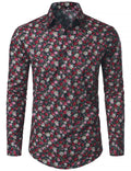 Chemise à manches longues en coton respirant à imprimé floral pour homme des années 70