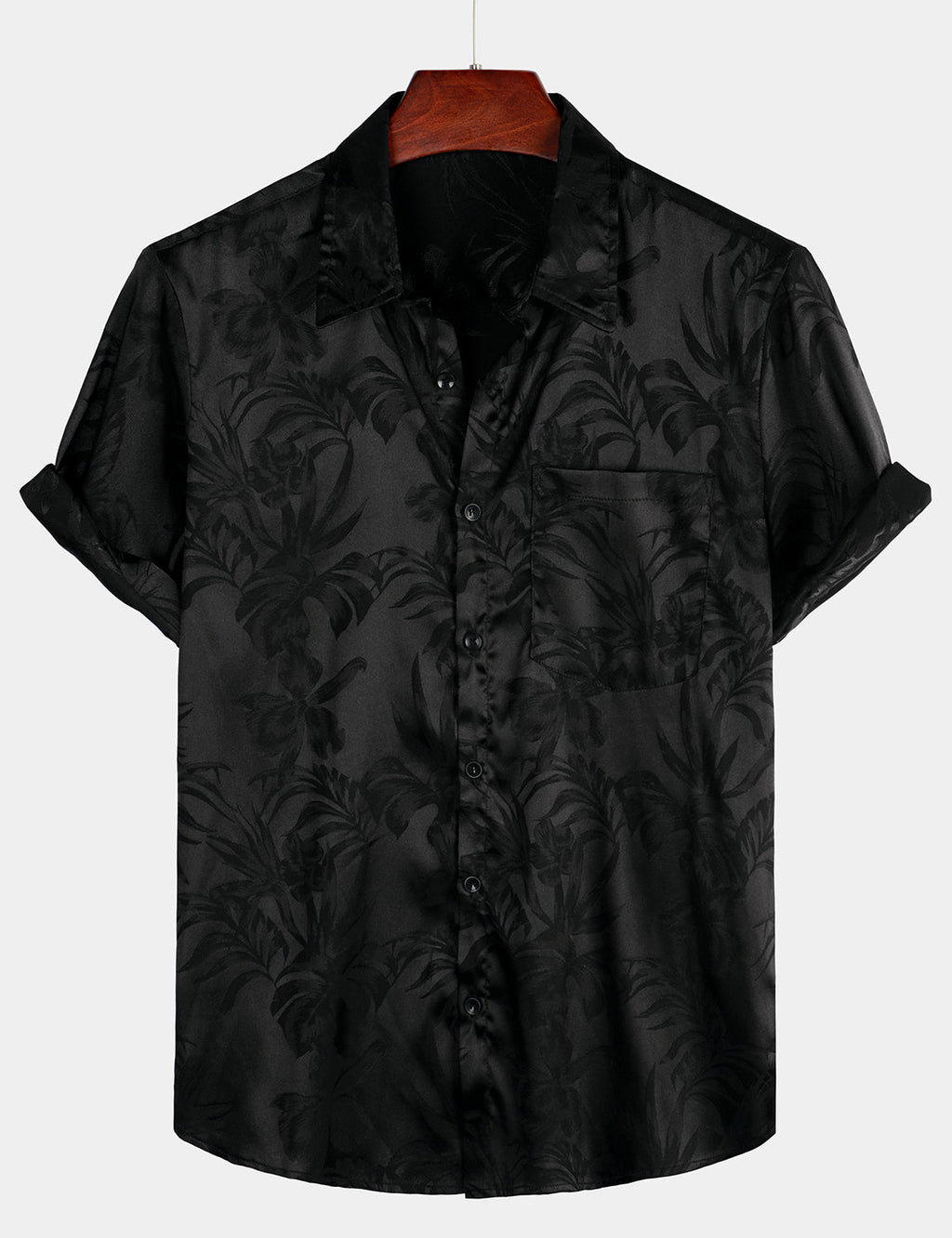 Chemise de Plage Florale à Manches Courtes avec Boutons pour Homme, Jacquard d'Été