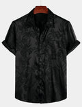 Chemise de Plage Florale à Manches Courtes avec Boutons pour Homme, Jacquard d'Été