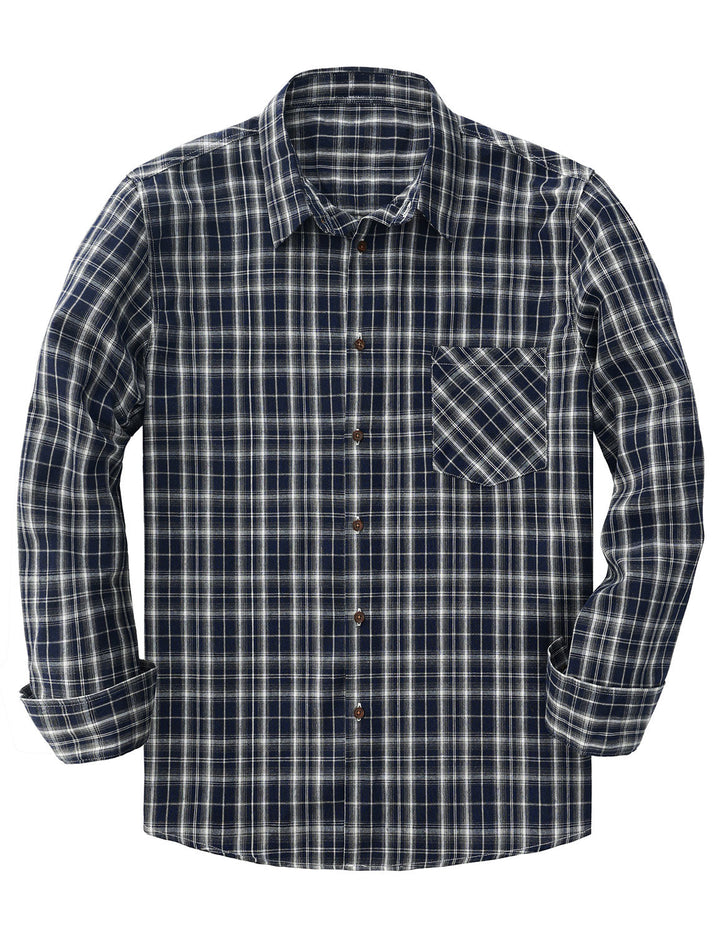 Chemise à manches longues décontractée à carreaux rétro pour hommes